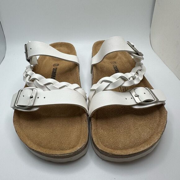 CUSHIONAIRE Women's Cork footbed Sandal with +Comfort 9.5 WIDE WHITE - Picture 2 of 7